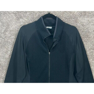 Columbia Jacket Womens XL Black Textured Full Zip Diamond Pattern Zip Pockets